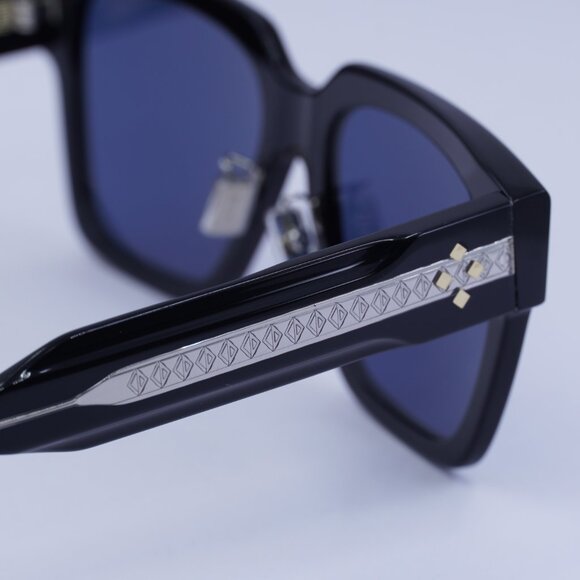 Dior CD DIAMOND S3F 10B0 Sunglasses Shiny Black Square Frame, Blue Lenses - Picture 5 of 10